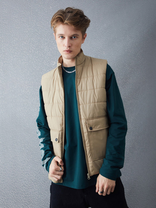 Voltedge Men Solid Cotton Relaxed Fit Sleeveless Jacket