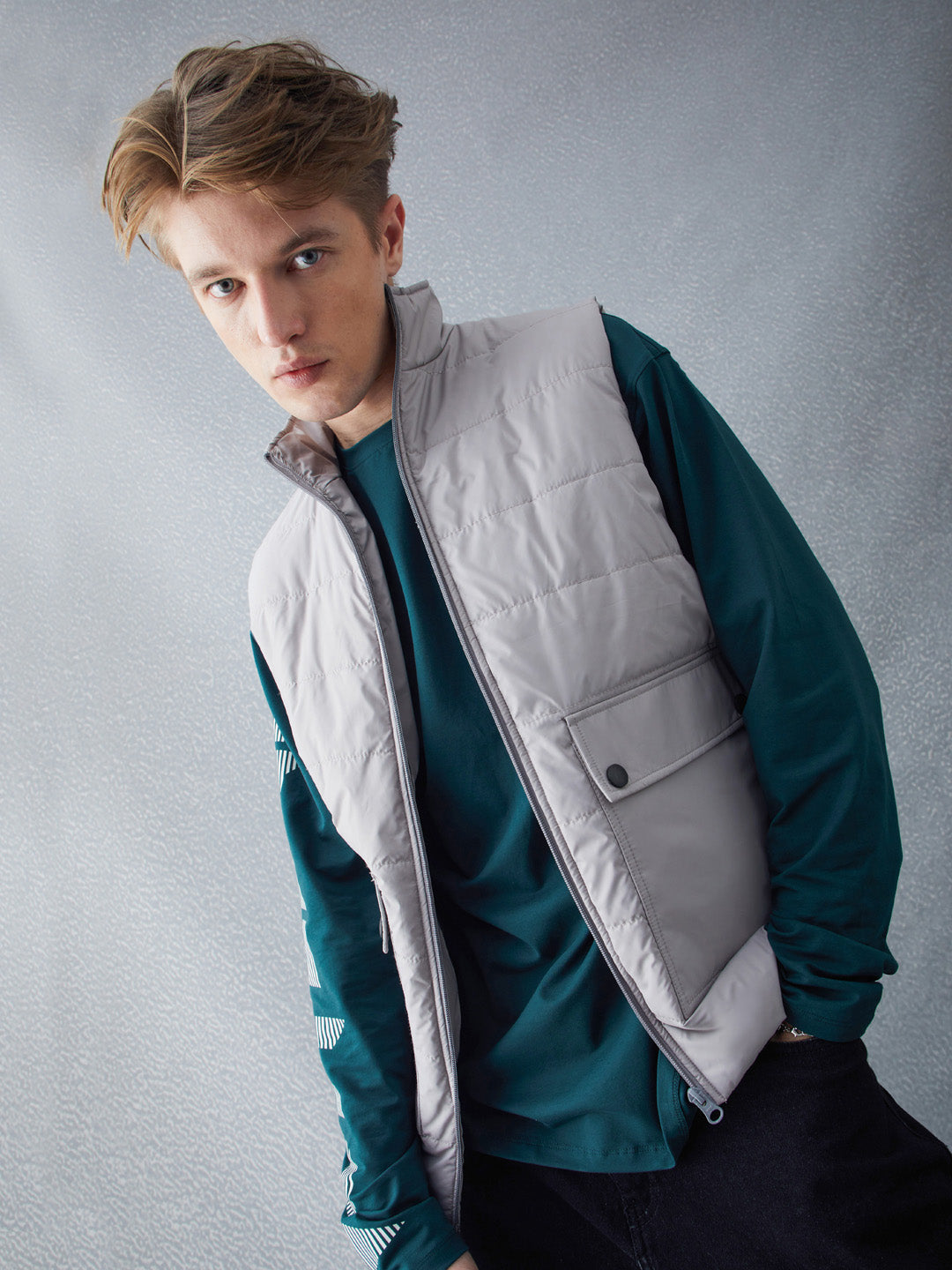 Voltedge Men Solid Cotton Relaxed Fit Sleeveless Jacket