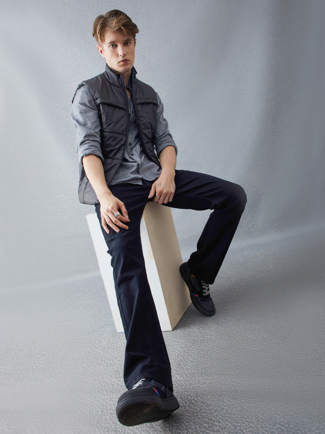 Voltedge Men Solid Cotton Relaxed Fit Sleeveless Jacket