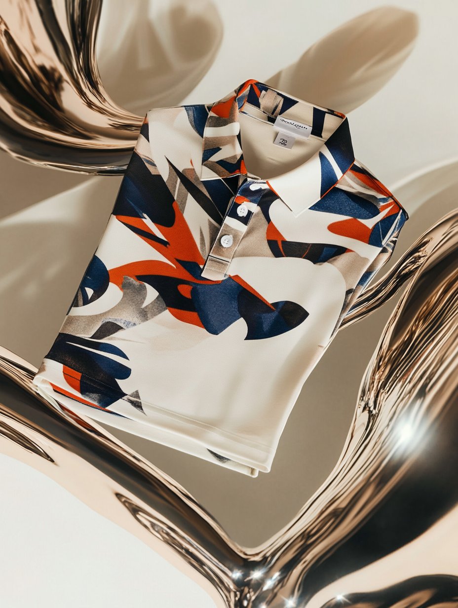 Men's Business Luxury Printed Button Short Sleeve Polo T-Shirt