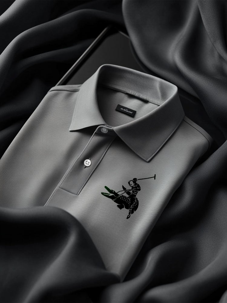 Men's Vintage Business Coconut Tree Logo Stripe Print Half Sleeve Polo T-Shirt