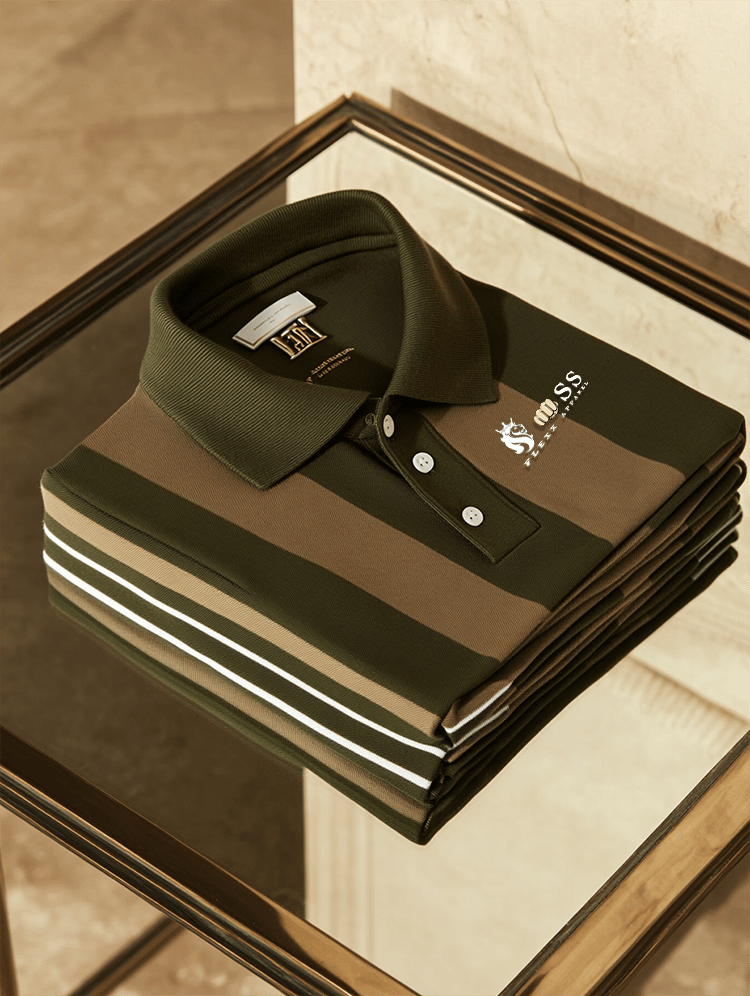 Men's Business Logo Button-Down Short Sleeve Polo T-Shirt