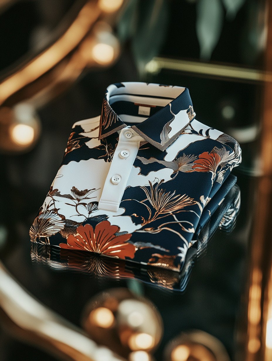 Men's Business Luxury Printed Button Short Sleeve Polo T-Shirt