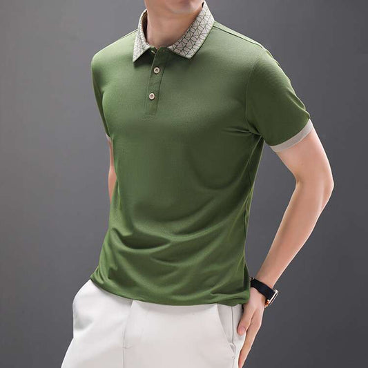 Geometric Grid Luxe Polo T-Shirt