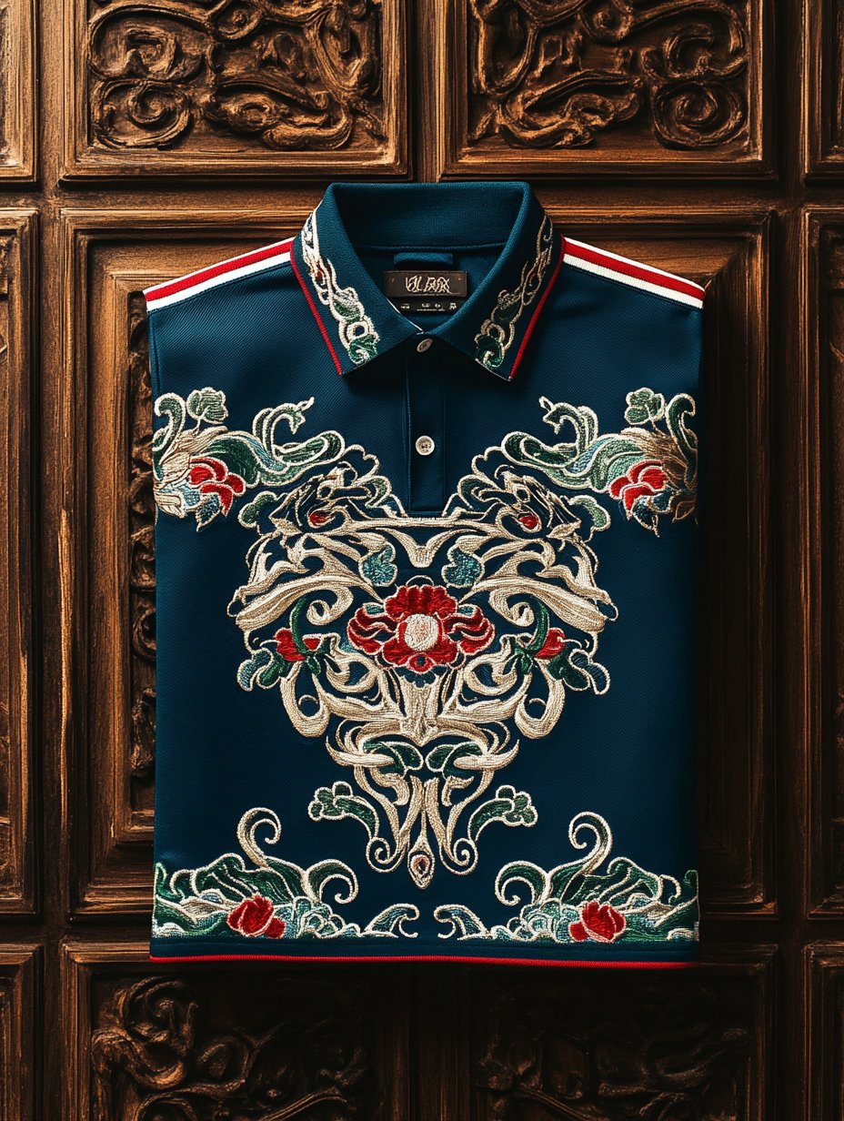 Men's Business Luxury Printed Button Short Sleeve Polo T-Shirt