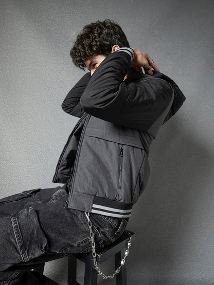 Men Regular Fit Solid Grey Hoodie Jacket