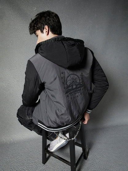 Men Regular Fit Solid Grey Hoodie Jacket