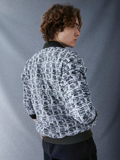 Men Regular Fit Printed Reversible Shawl Collar Jacket