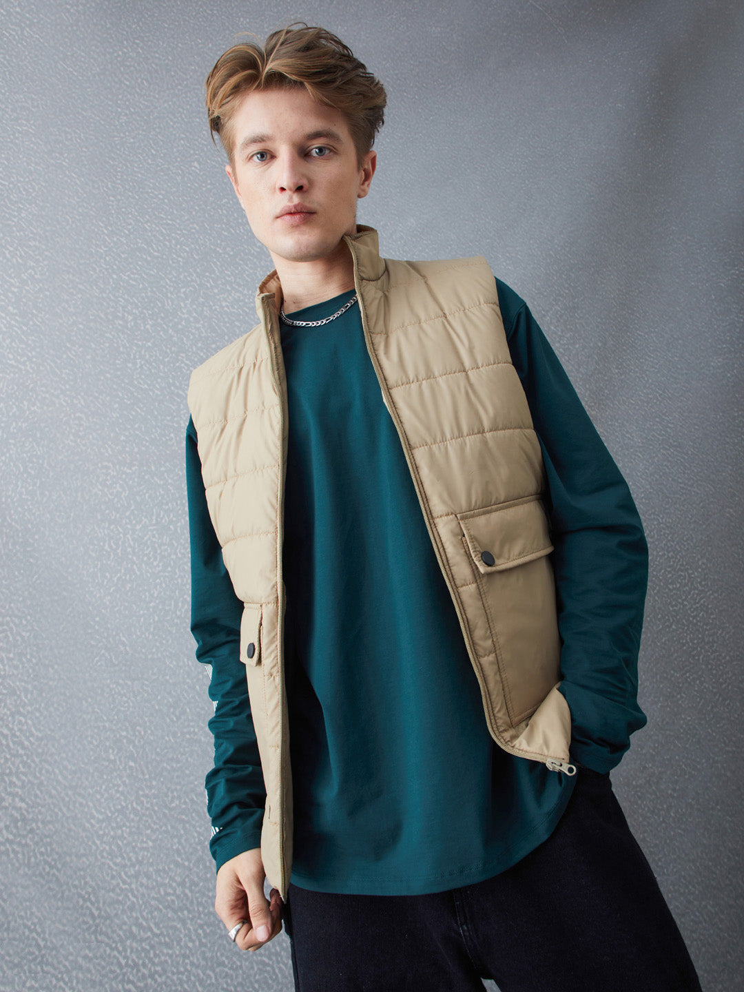 Voltedge Men Solid Cotton Relaxed Fit Sleeveless Jacket