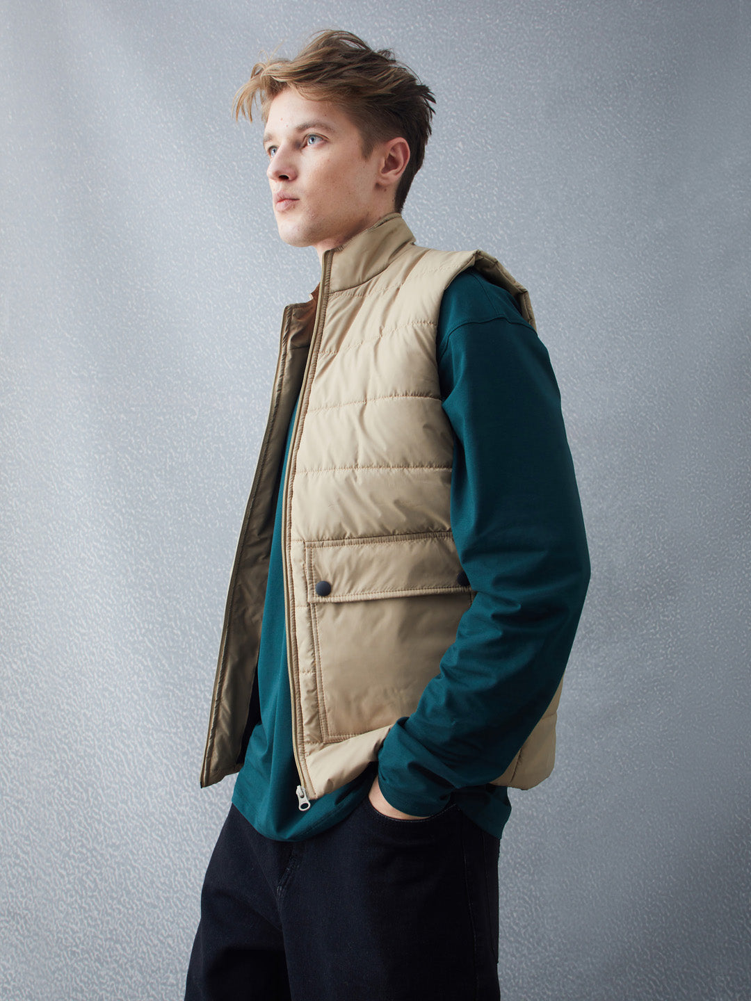 Voltedge Men Solid Cotton Relaxed Fit Sleeveless Jacket