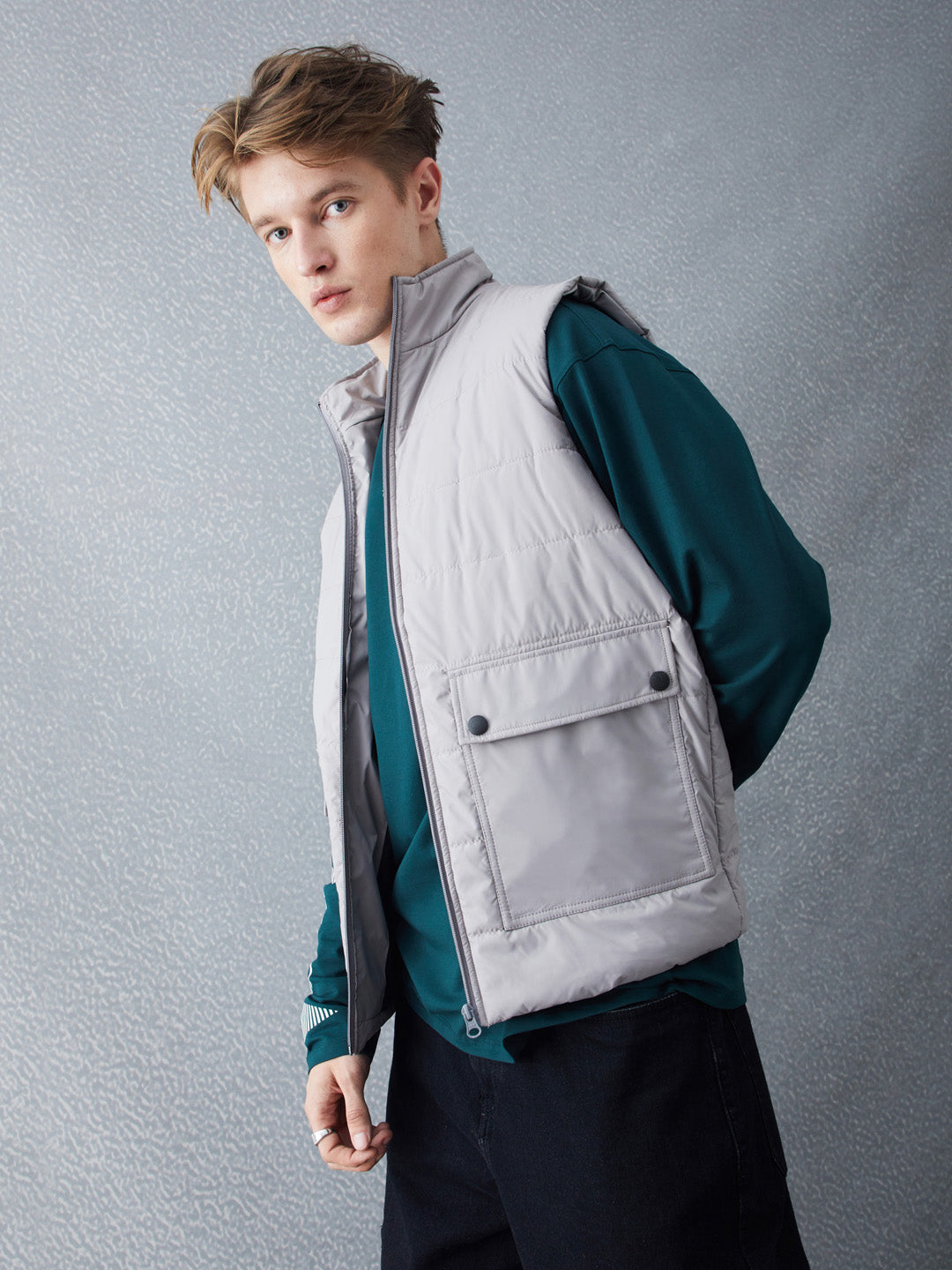 Voltedge Men Solid Cotton Relaxed Fit Sleeveless Jacket