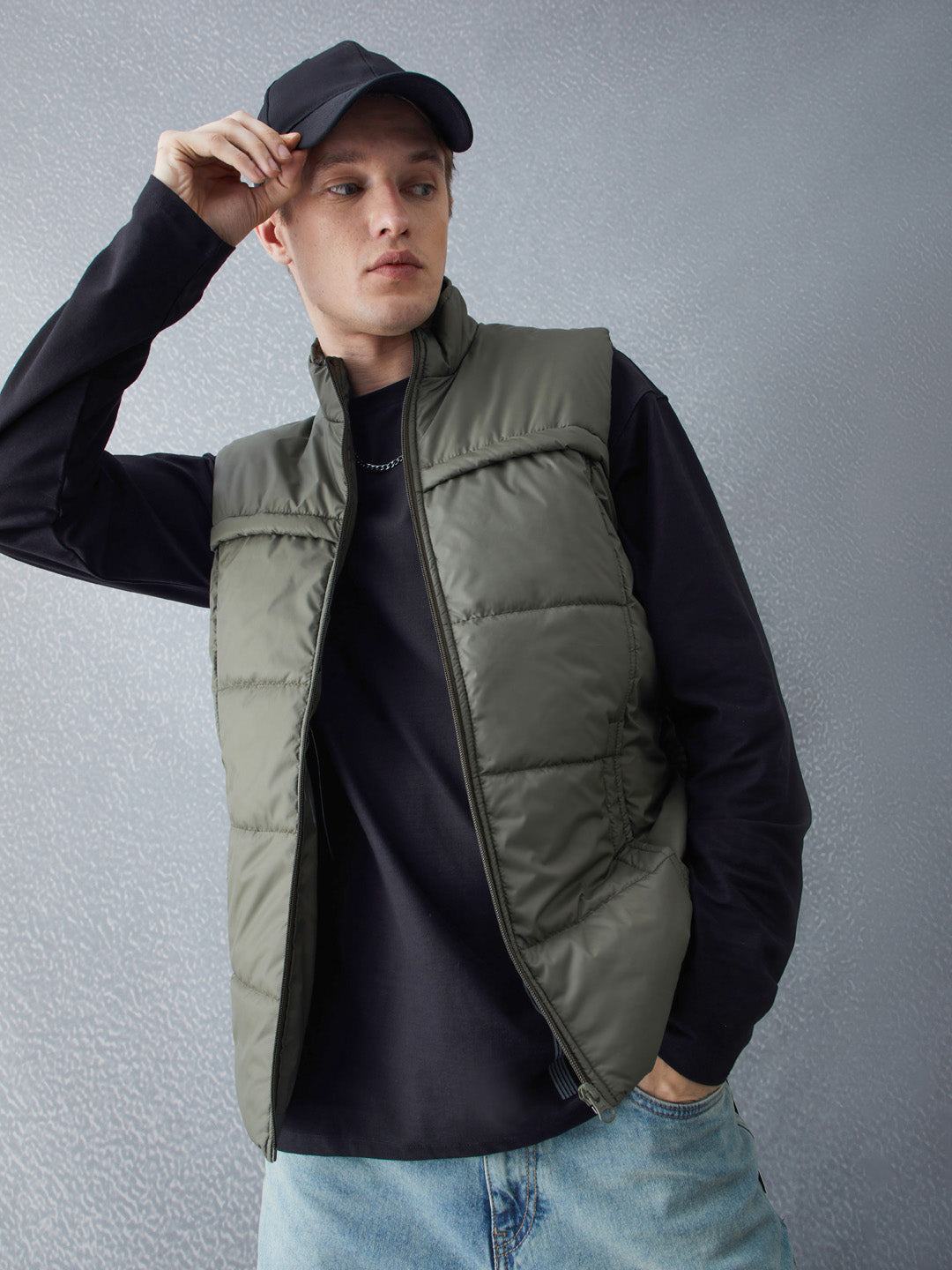 Voltedge Men Solid Cotton Relaxed Fit Sleeveless Jacket