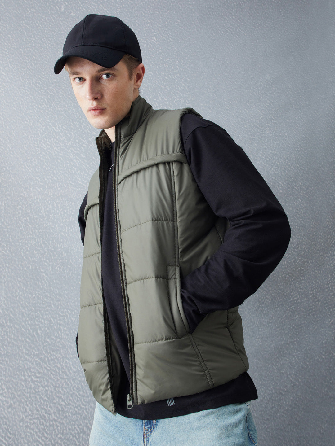 Voltedge Men Solid Cotton Relaxed Fit Sleeveless Jacket