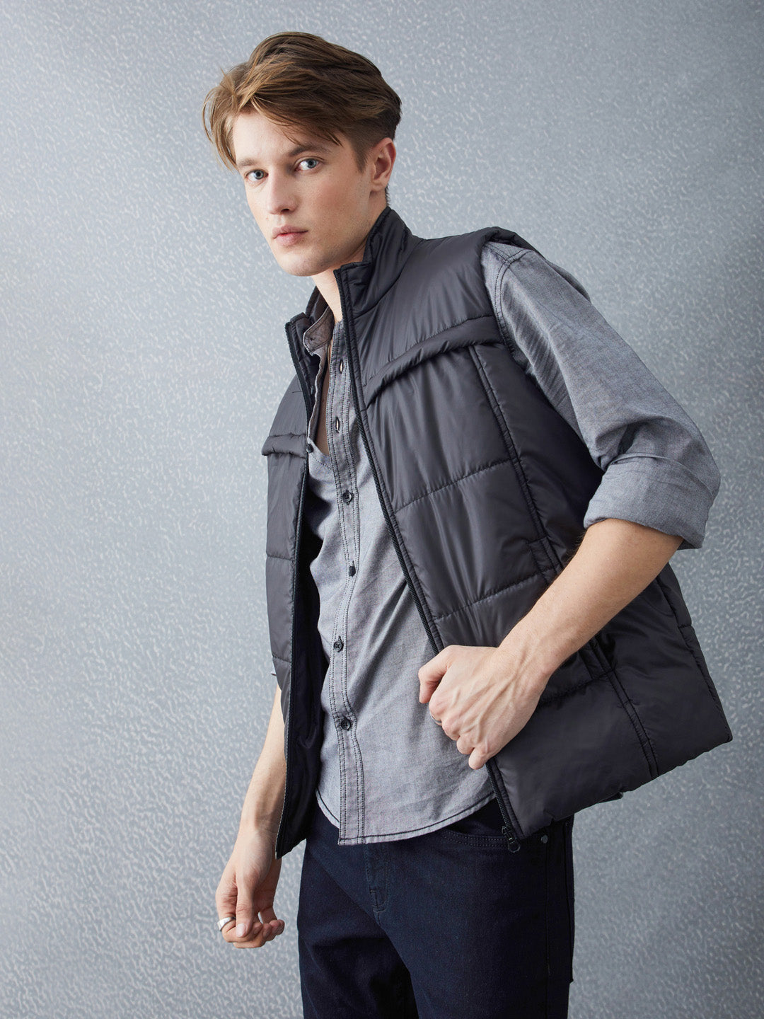 Voltedge Men Solid Cotton Relaxed Fit Sleeveless Jacket