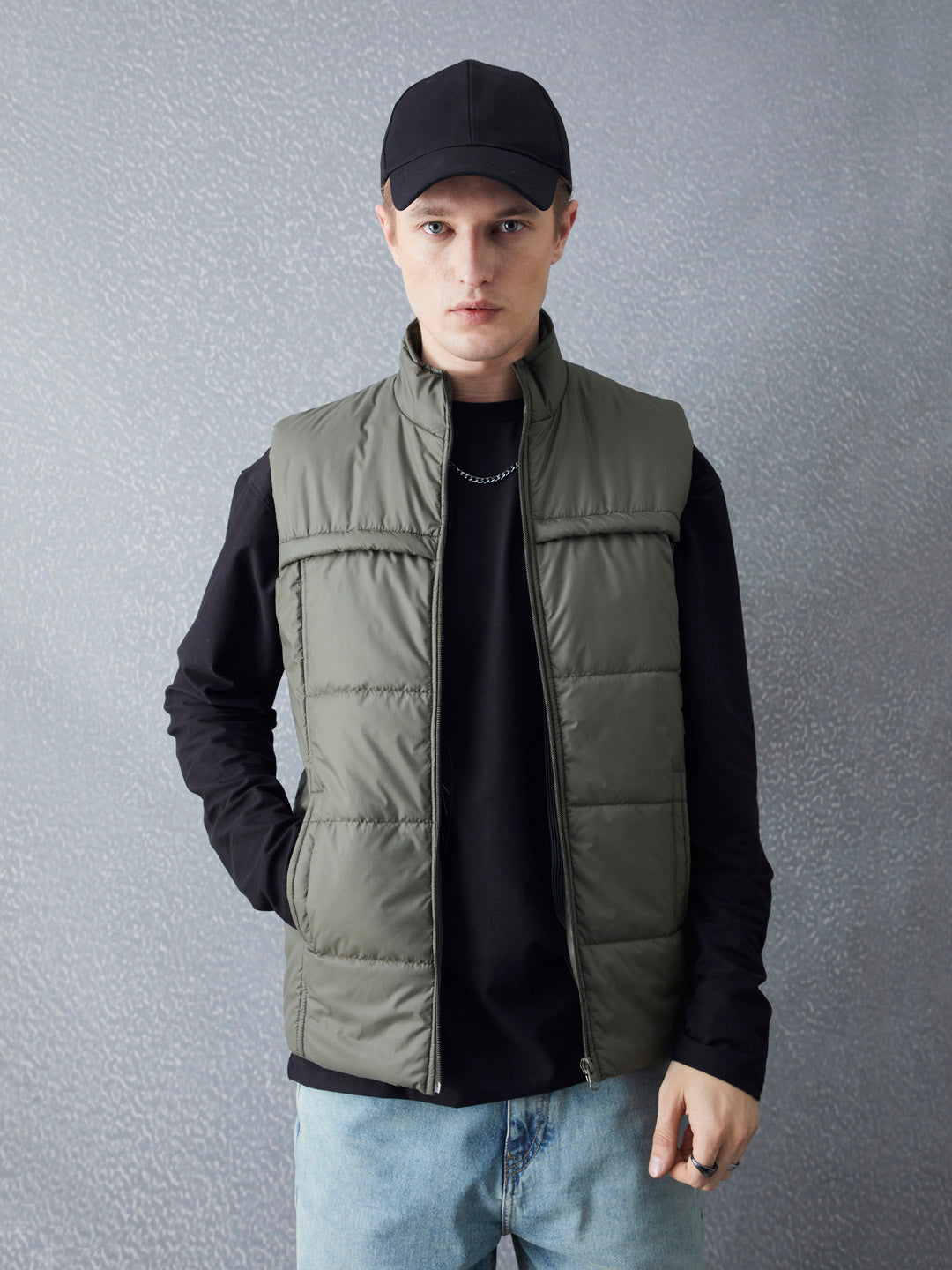 Voltedge Men Solid Cotton Relaxed Fit Sleeveless Jacket