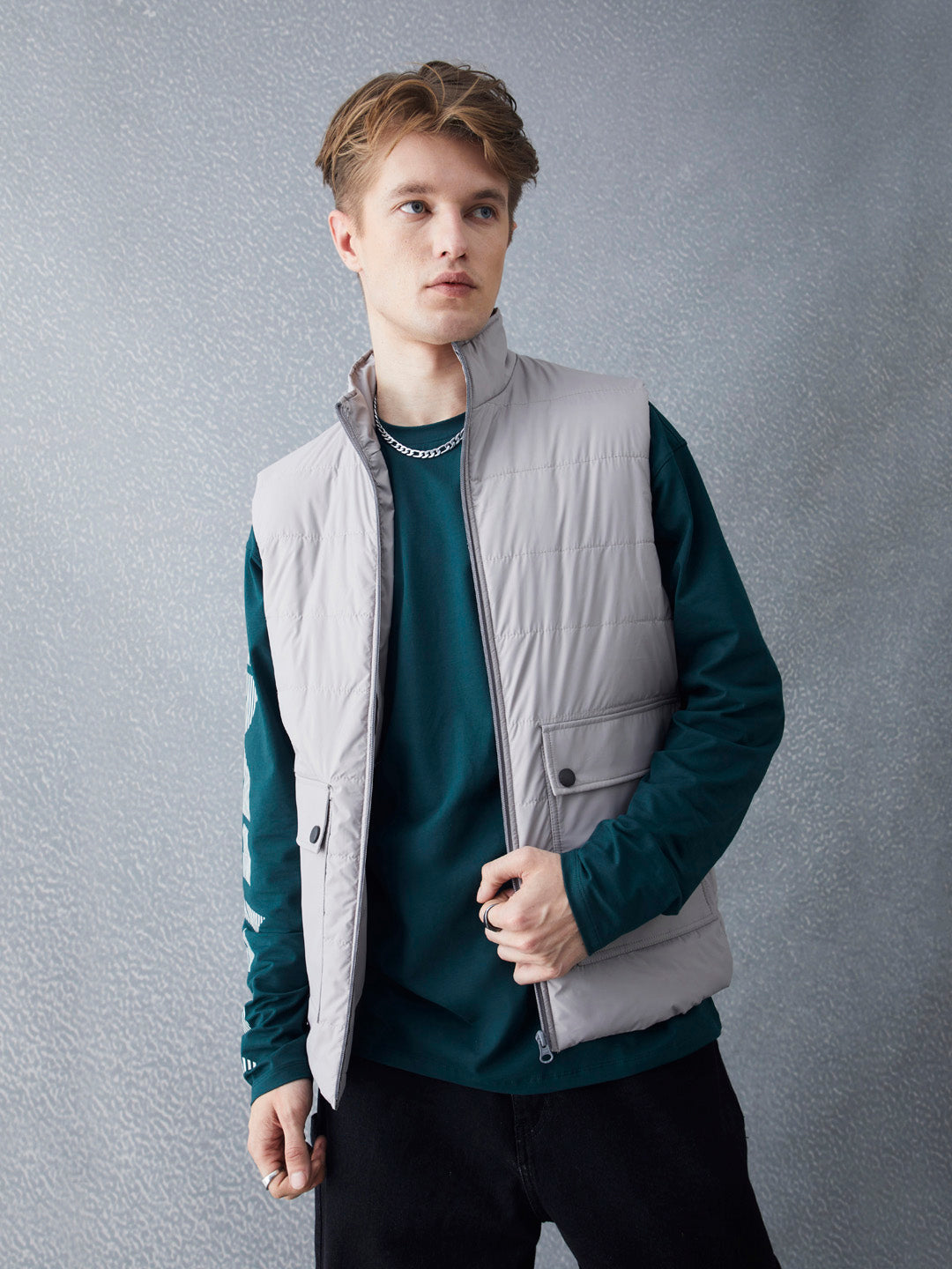 Voltedge Men Solid Cotton Relaxed Fit Sleeveless Jacket