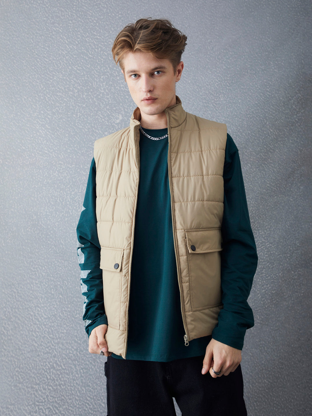 Voltedge Men Solid Cotton Relaxed Fit Sleeveless Jacket