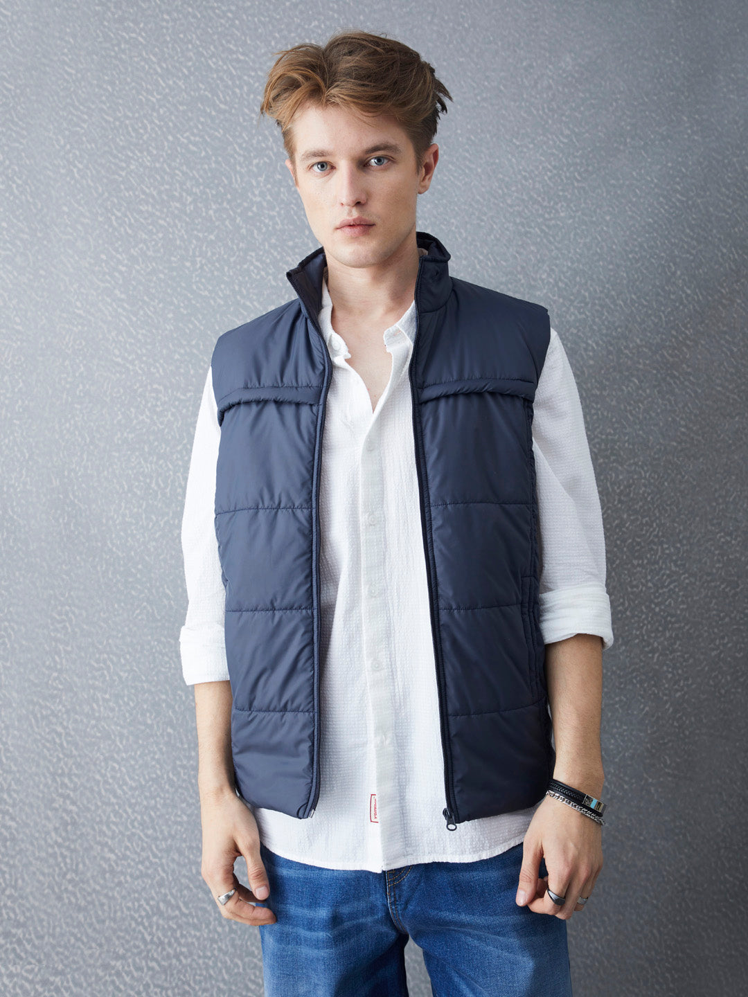 Voltedge Men Solid Cotton Relaxed Fit Sleeveless Jacket