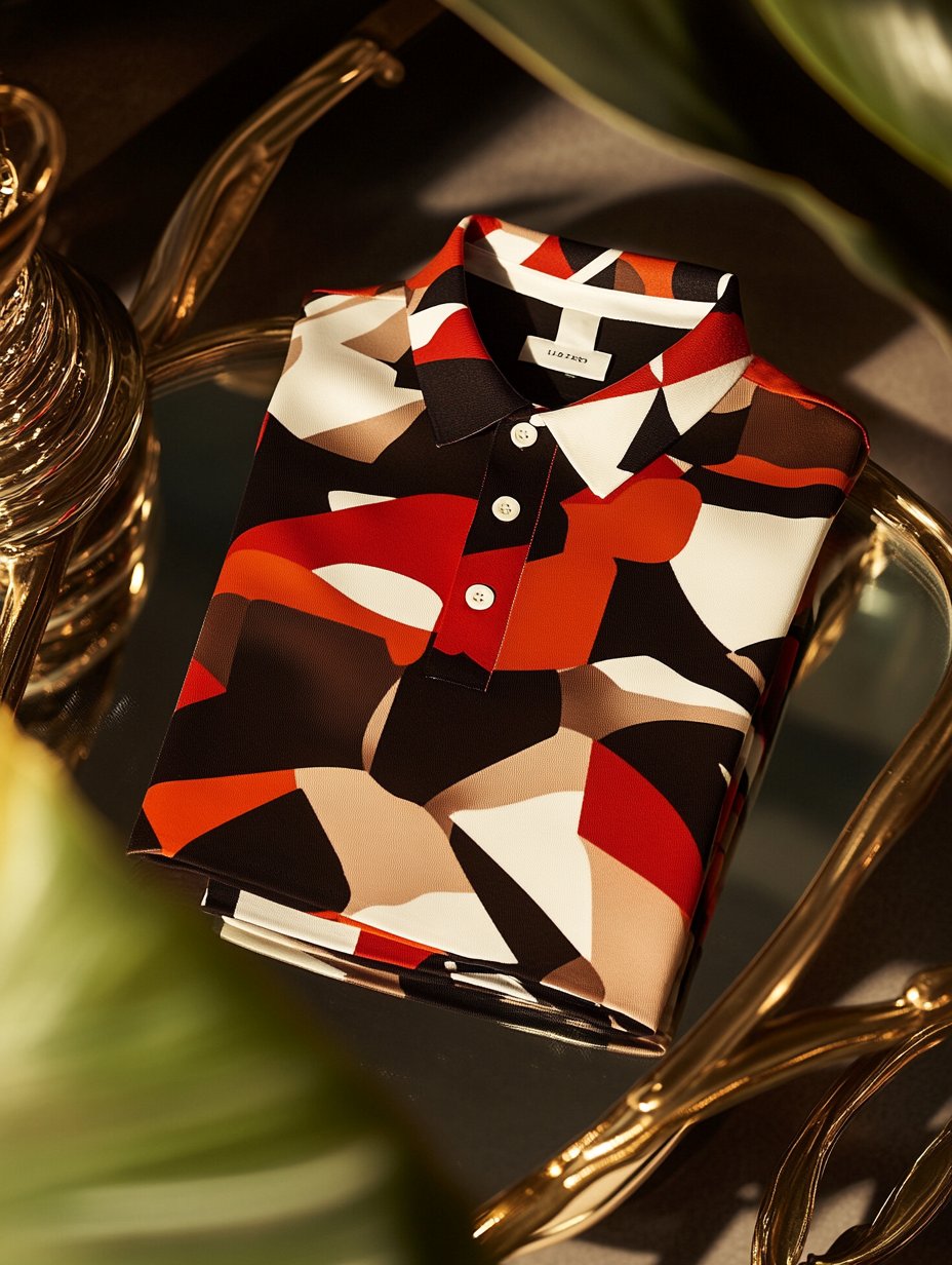 Men's Business Luxury Printed Button Short Sleeve Polo T-Shirt