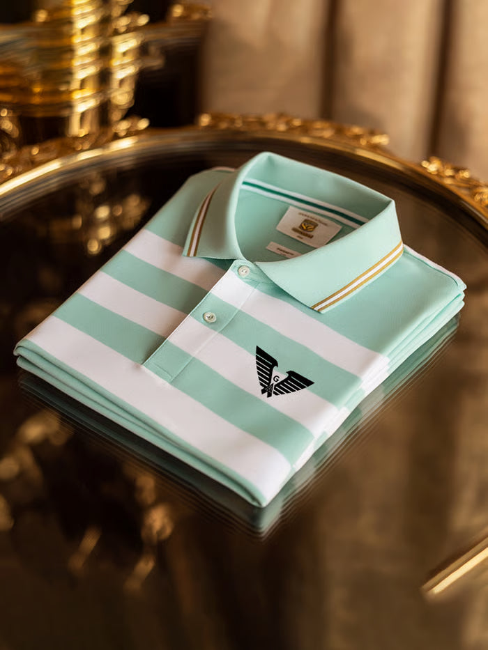 TeeCrate Men’s Classic Business Check Logo Button Short Sleeve Polo Shirt