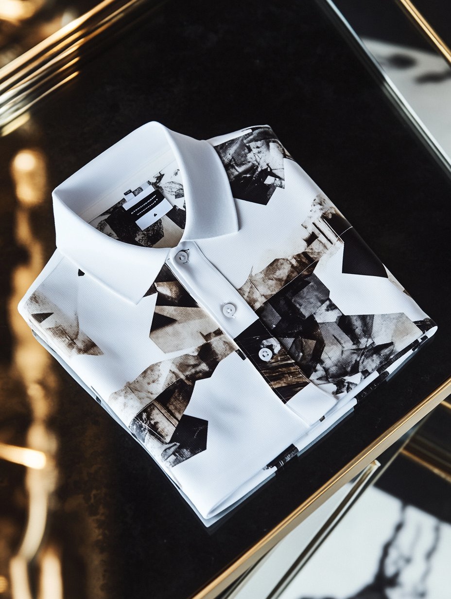 Men's Business Luxury Printed Button Short Sleeve Polo T-Shirt