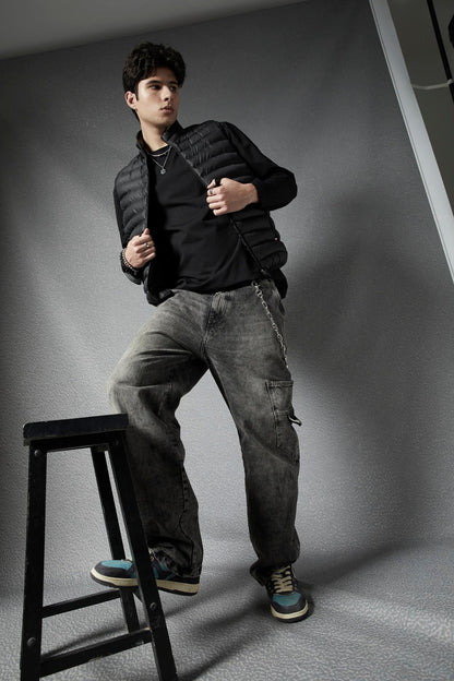 Men Regular Fit Premium Front Pocket Full Zip Black Full Sleeve Jacket