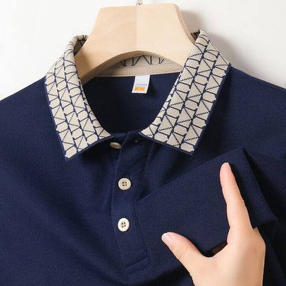 Geometric Grid Luxe Polo T-Shirt