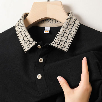 Geometric Grid Luxe Polo T-Shirt