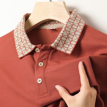 Geometric Grid Luxe Polo T-Shirt
