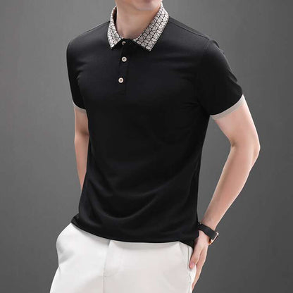 Geometric Grid Luxe Polo T-Shirt