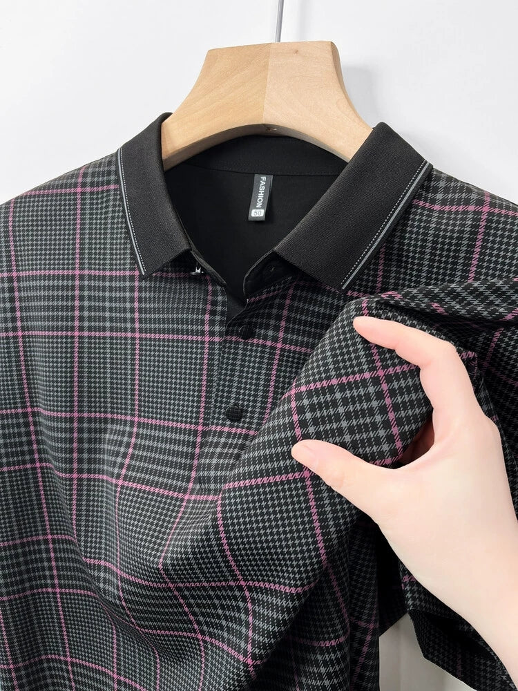 Vintage Plaid Branded Polo T-Shirts
