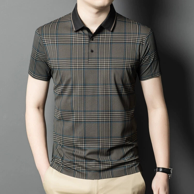Vintage Plaid Branded Polo T-Shirts