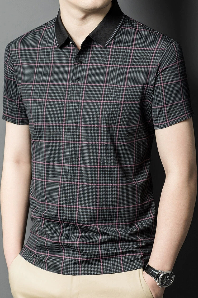 Vintage Plaid Branded Polo T-Shirts