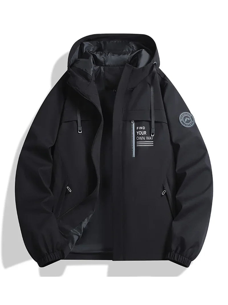 Signature Tunica Men's Lightweight Windbreaker Hooded Zip-Up Jacket for Hiking