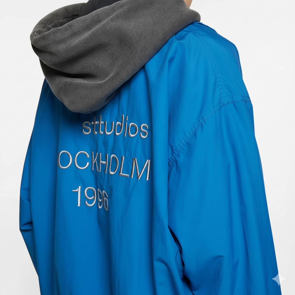 Signature Tunica Men's Loose Fit Streetwear Embroidery Stand Collar Coat Jacket