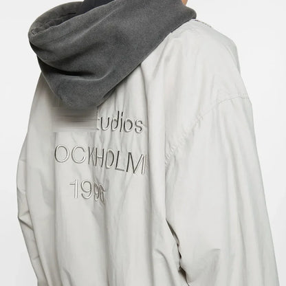 Signature Tunica Men's Loose Fit Streetwear Embroidery Stand Collar Coat Jacket