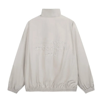 Signature Tunica Men's Loose Fit Streetwear Embroidery Stand Collar Coat Jacket