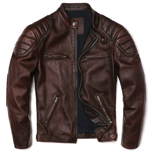 Signature Tunica Men's Vintage Brown Genuine Leather Biker Jacket