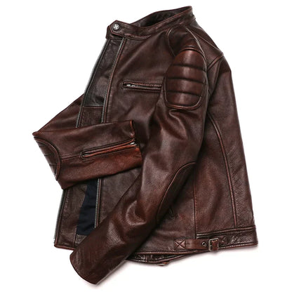 Signature Tunica Men's Vintage Brown Genuine Leather Biker Jacket