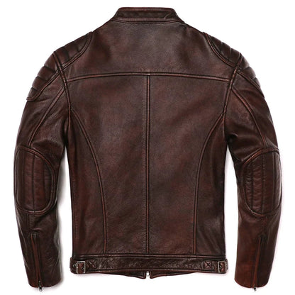 Signature Tunica Men's Vintage Brown Genuine Leather Biker Jacket