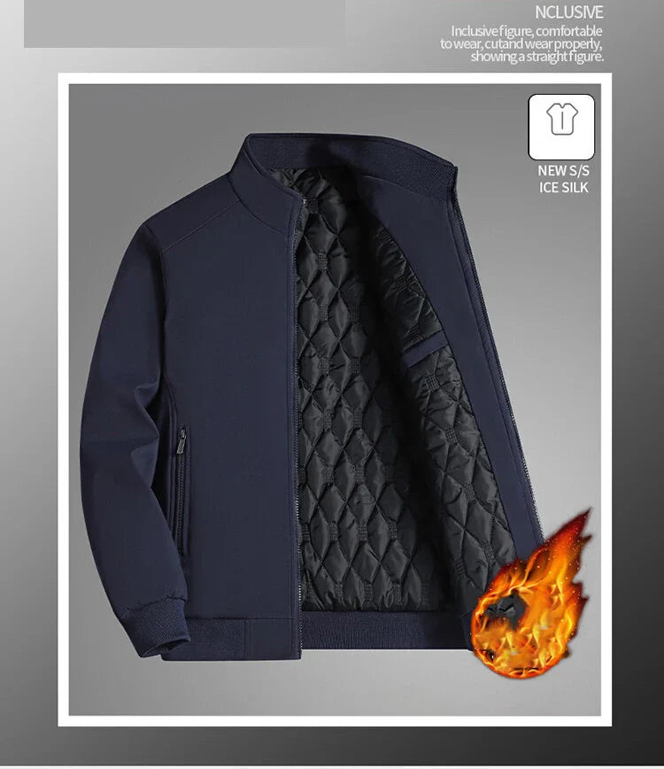 SingatureTunica Thick Stand Collar Solid Winter Jacket Men Waterproof Warm Business Casual Men Coats