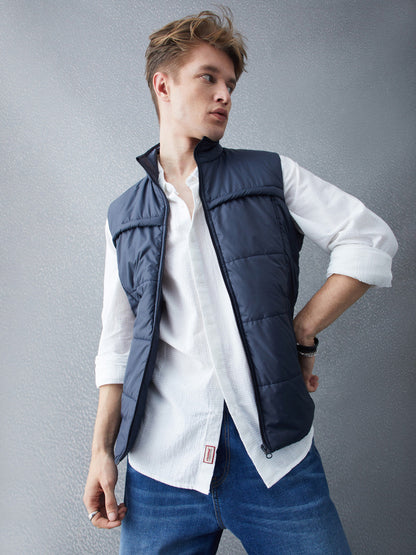 Voltedge Men Solid Cotton Relaxed Fit Sleeveless Jacket