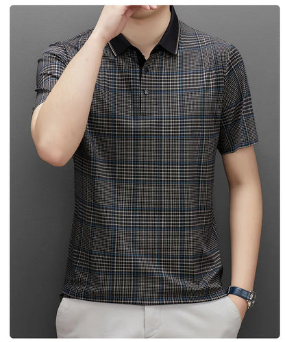 Gingham Plaid Branded Polo Shirt