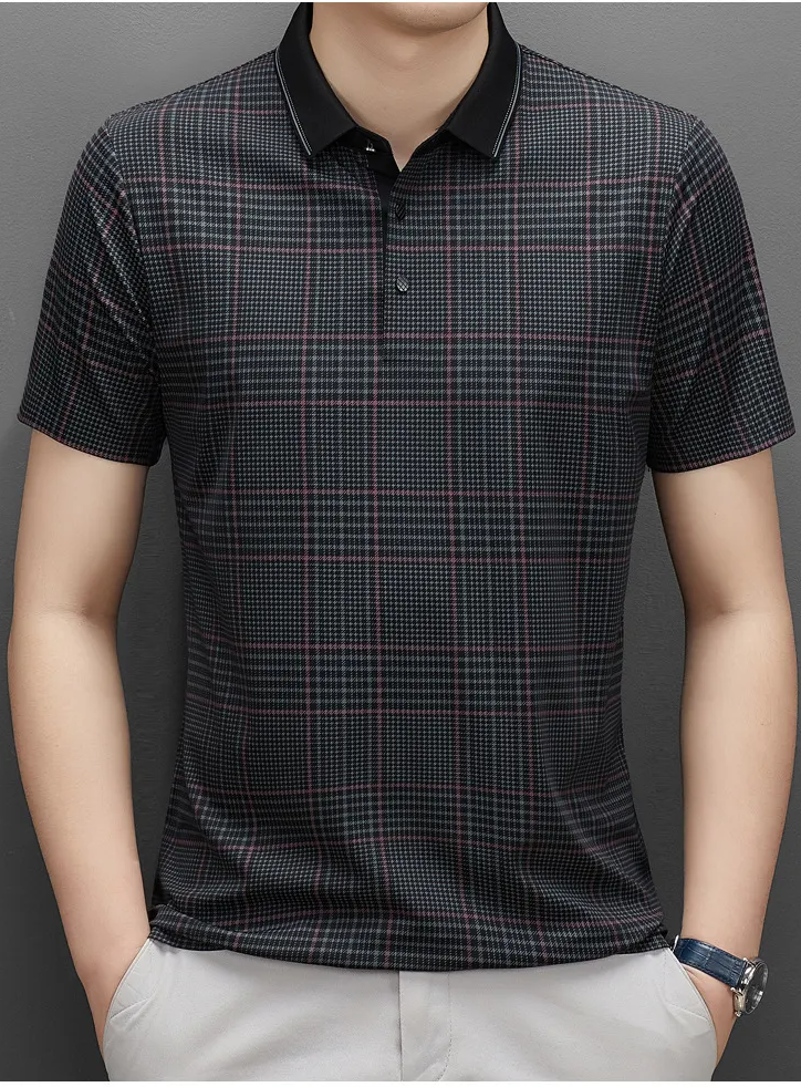 Monochrome Branded Plaid Polo Shirt